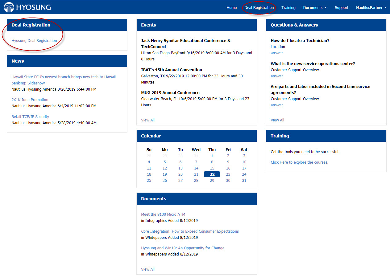 Hyosung PartnerPortal Dashboard